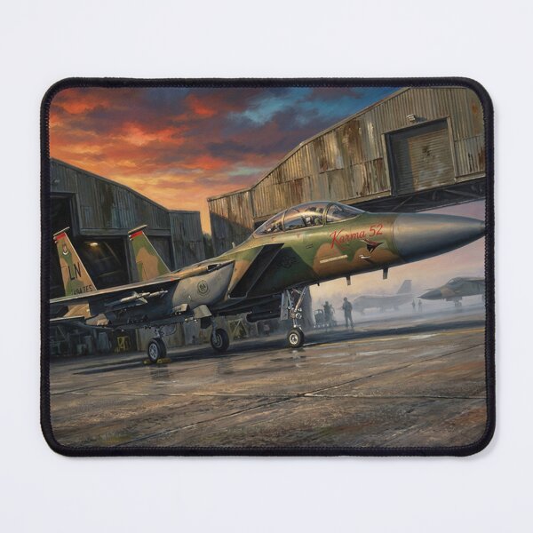 Item preview, Karma 52 F-15E Emerging From Hangar at Sunset designed and sold by Airpower Art.