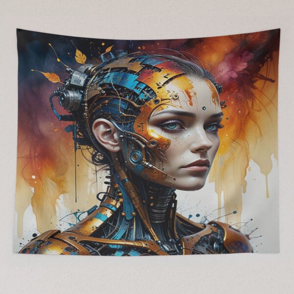 Item preview, Surreal Cyborg Portrait in Painterly Energy Fusion designed and sold by FotoworldEdel.