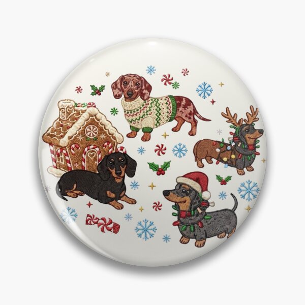 Item preview, Christmas Dachshund Dogs Embroidery Style Holiday Sweater Gingerbread House designed and sold by Mavie Bloom.