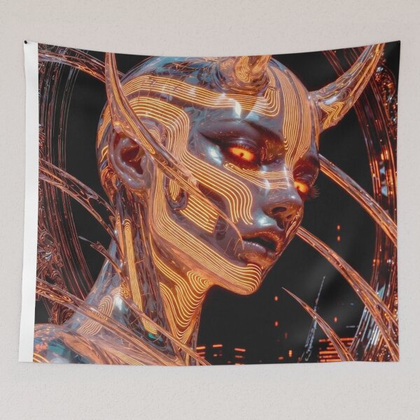 Item preview, Cyber Oni Girl - Cyberpunk Sci Fi Anime art designed and sold by Delerat7.