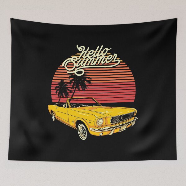 Item preview, Hello Summer Yellow Classic Convertible Car Sunset designed and sold by heedooppod.
