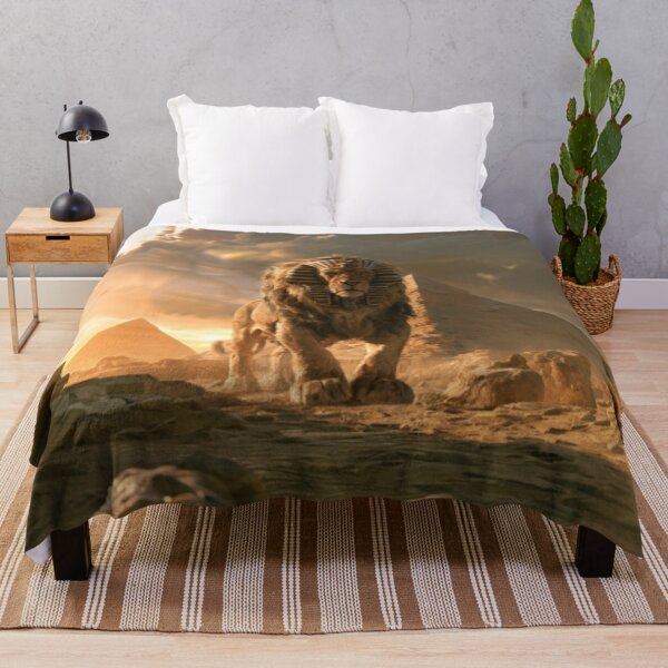 Item preview, A majestic Sphynx resting beside colossal pyramids in a desert with pyramids, Fantasy & Mythological Creatures designed and sold by CDC40.