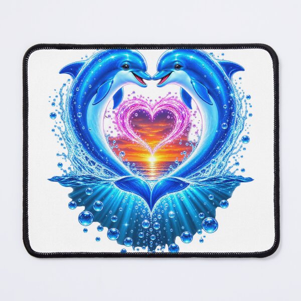 Item preview, Romantic Dolphins Heart Ocean Sunset designed and sold by MagicCrystal.