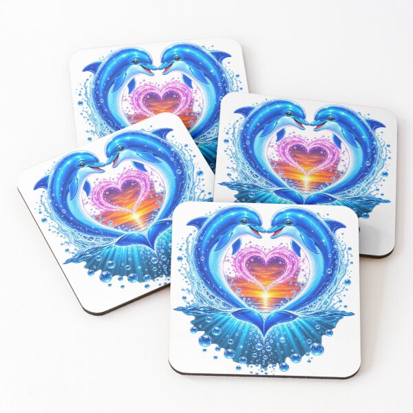 Item preview, Romantic Dolphins Heart Ocean Sunset designed and sold by MagicCrystal.