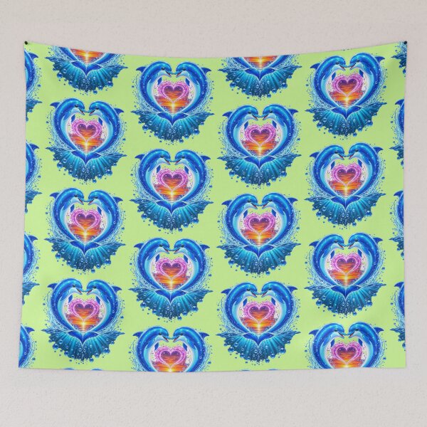Item preview, Romantic Dolphins Heart Ocean Sunset designed and sold by MagicCrystal.