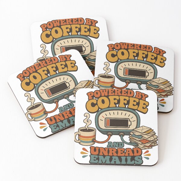 Item preview, Powered By Coffee And Unread Emails Retro Office Humor designed and sold by BoosterShop.