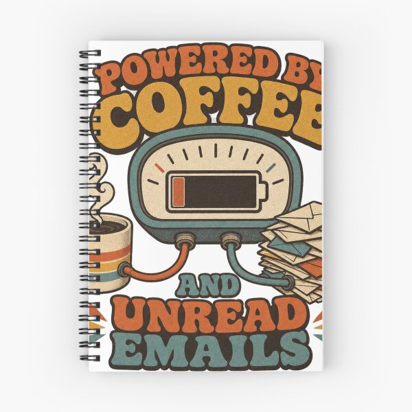 Item preview, Powered By Coffee And Unread Emails Retro Office Humor designed and sold by BoosterShop.