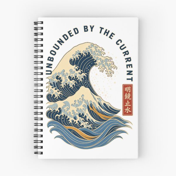 Item preview, Unbounded By The Current Minimalist Wave Woodblock Graphic Tee designed and sold by KIDEnia.