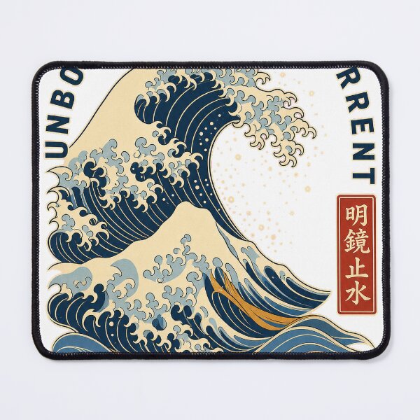 Item preview, Unbounded By The Current Minimalist Wave Woodblock Graphic Tee designed and sold by KIDEnia.