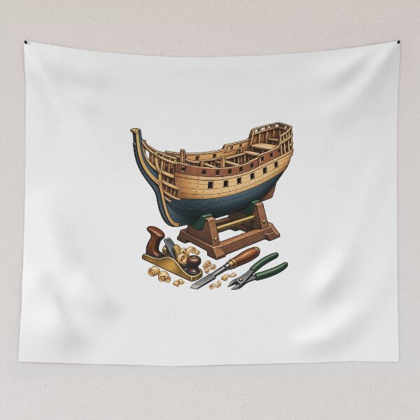 Item preview, Model Ship Builder Gift – Wooden Ship Workshop Hobby Art designed and sold by UrbanCanvvas.