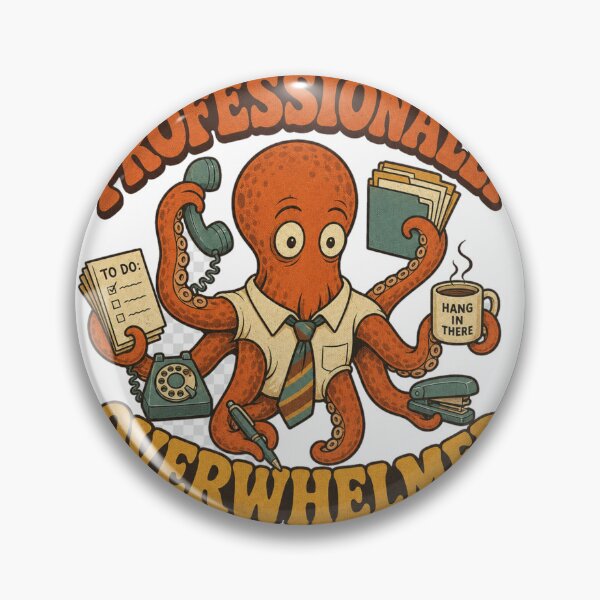 Artikelvorschau, Professionally Overwhelmed Retro Bürohumor Spruch entworfen und verkauft von BoosterShop.