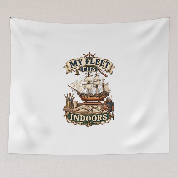 Item preview, Model Ship Builder Gift – My Fleet Fits Indoors Workshop Art designed and sold by UrbanCanvvas.