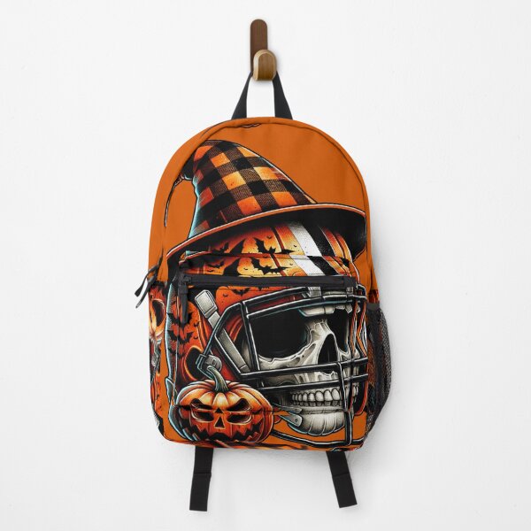 Item preview, Spooky Halloween Football Skull with Witch Hat and Pumpkin designed and sold by NotasCreativa.