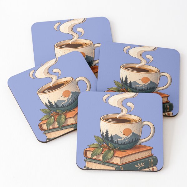 Item preview, Cozy Coffee and Books – Minimal Nature Reading Illustration designed and sold by LmonioressXxx.