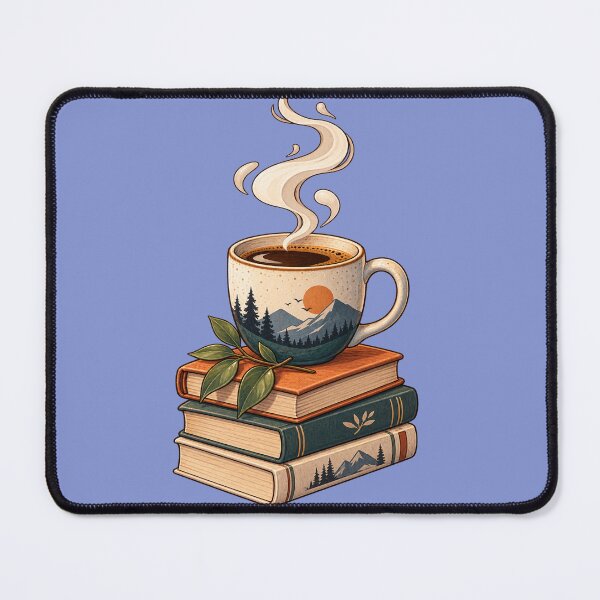 Item preview, Cozy Coffee and Books – Minimal Nature Reading Illustration designed and sold by LmonioressXxx.