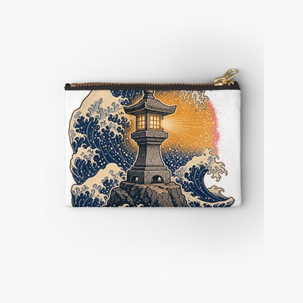 Item preview, Unwavering Light Stone Lantern Wave Japanese Woodblock T-Shirt Design designed and sold by KIDEnia.