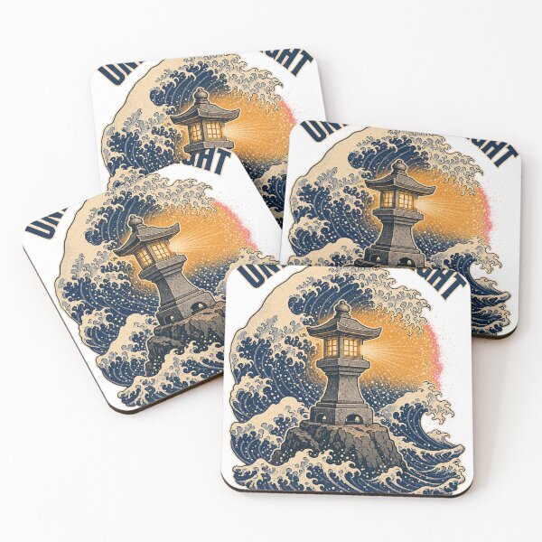 Item preview, Unwavering Light Stone Lantern Wave Japanese Woodblock T-Shirt Design designed and sold by KIDEnia.