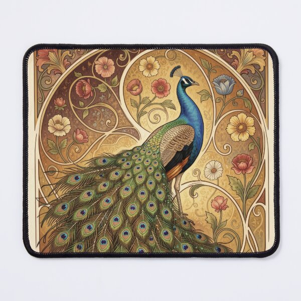 Item preview, Peacock Art Nouveau Floral Vintage Ornamental Illustration designed and sold by pinkal.
