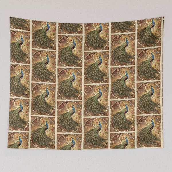 Item preview, Peacock Art Nouveau Floral Vintage Ornamental Illustration designed and sold by pinkal.