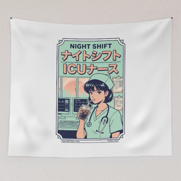 Item preview, Retro Anime ICU Nurse Night Shift Iced Coffee City Pop Matchbox Aesthetic designed and sold by Animer-art1.