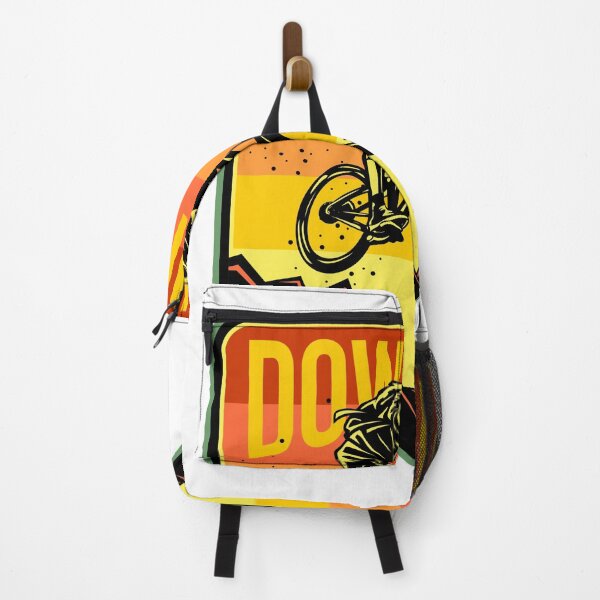 Item preview, Downhill Mountain Biking Retro Sunset Shield designed and sold by heedooppod.