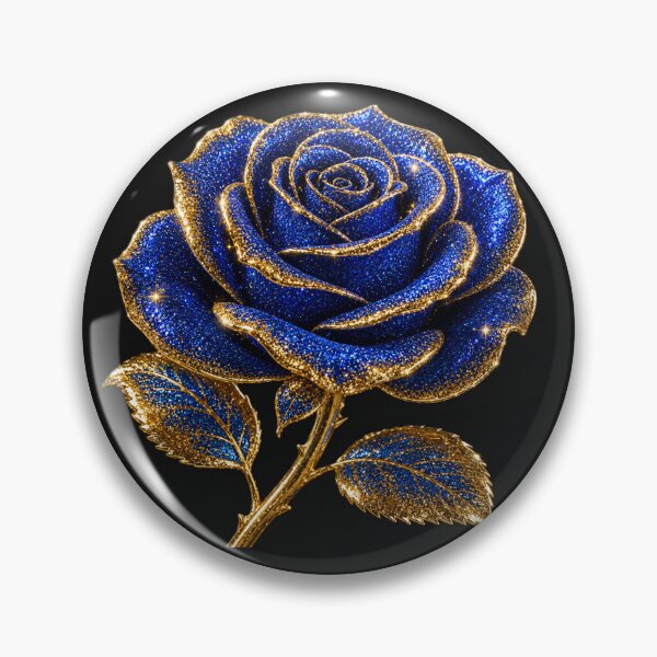 Item preview, Blue Gold Glitter Rose 3D Sticker Luxury Sparkle Flower Romantic Aesthetic Gift designed and sold by AstraDrip Studio.