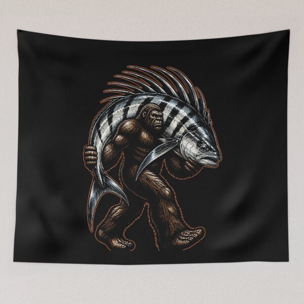 Item preview, Bigfoot carrying an epic fish design designed and sold by rafaeltto.