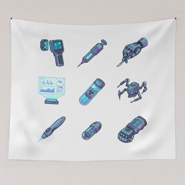 Item preview, Cyberpunk Sci Fi Medical Tech Cyberware Surgery Tools Sticker Pack designed and sold by Animer-art1.