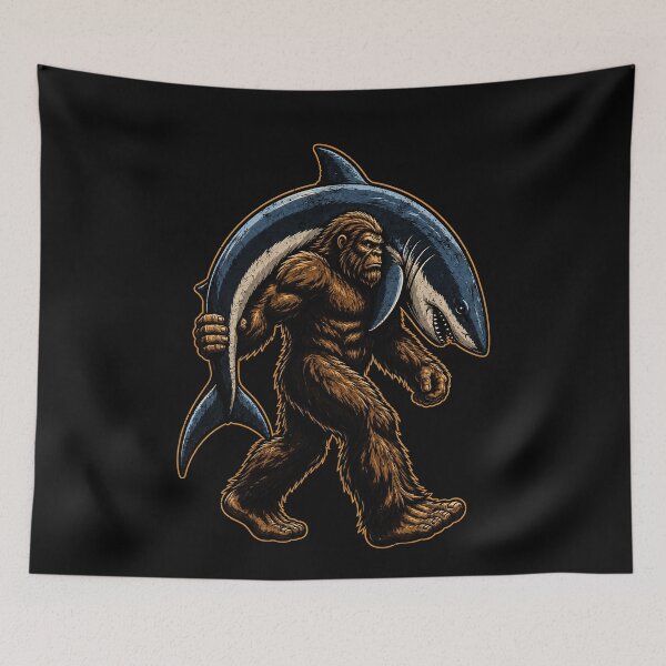 Item preview, Bigfoot carrying a shark graphic design designed and sold by rafaeltto.
