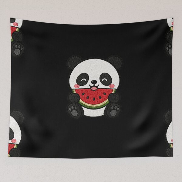 Item preview, Cute Panda Eating Watermelon Kawaii Embroidery Patch designed and sold by ColorSplash123.