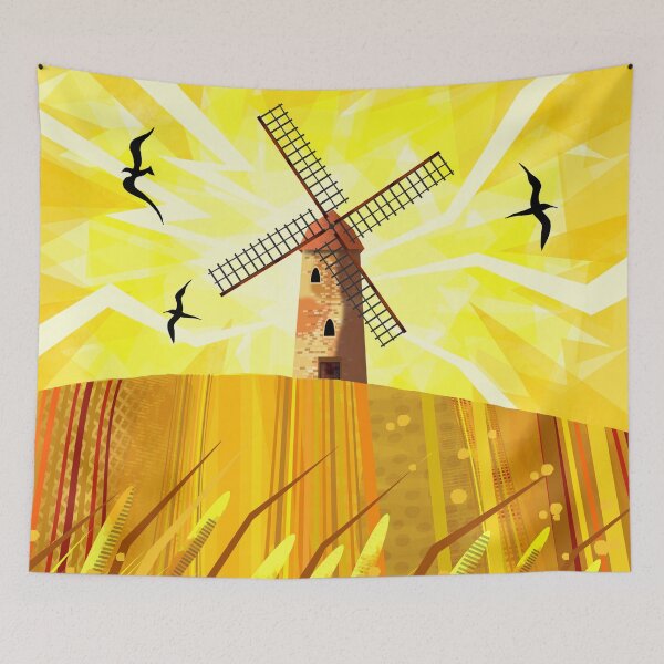 Item preview, Windmill Under Yellow Sky designed and sold by Andrew  Hitchen.