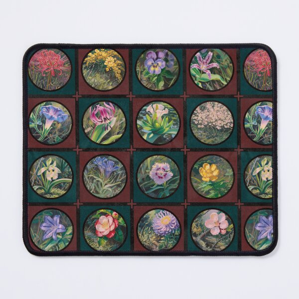 Item preview, Japanese Botanical Grid - Burgundy & Teal  designed and sold by Lidra Zehcnas.