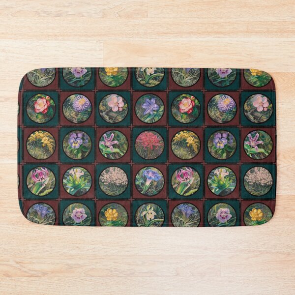 Item preview, Japanese Botanical Grid - Burgundy & Teal  designed and sold by Lidra Zehcnas.