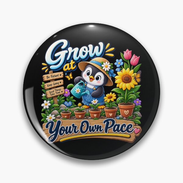 Item preview, Grow at Your Own Pace Penguin designed and sold by Side Quest Co..