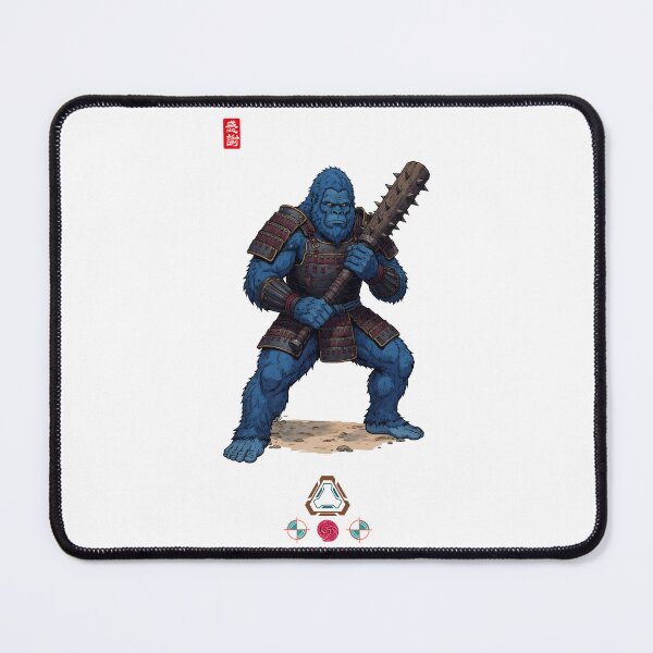 Item preview, Blue Samurai Ape Warrior in Detailed Armor with Kanabo Club designed and sold by Whimsy Trail Co.