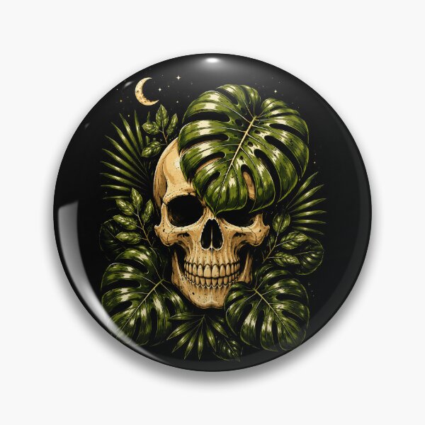 Item preview, Skull with Tropical Leaves and Moon Design Halloween designed and sold by rafaeltto.