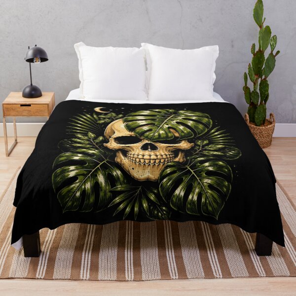 Item preview, Skull with Tropical Leaves and Moon Design Halloween designed and sold by rafaeltto.