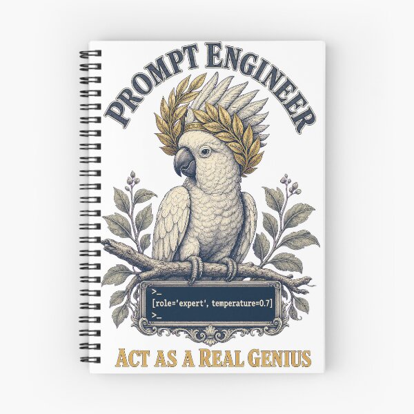 Item preview, Prompt Engineer Cockatoo Vintage Engraving Funny Tech Tee Design designed and sold by KIDEnia.