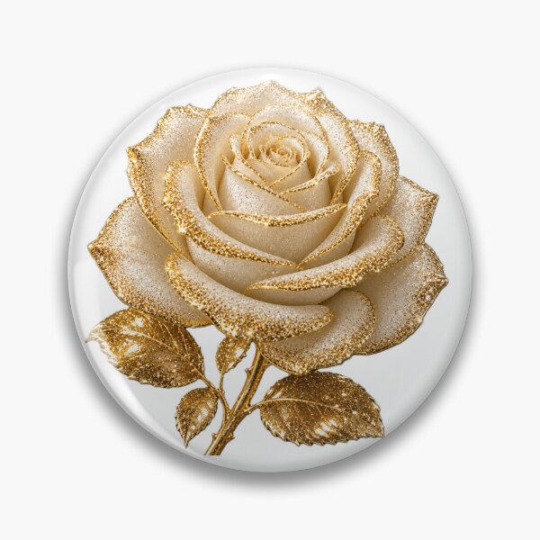 Item preview, White Gold Glitter Rose 3D Sticker Luxury Sparkle Flower Elegant Romantic Aesthetic designed and sold by AstraDrip Studio.