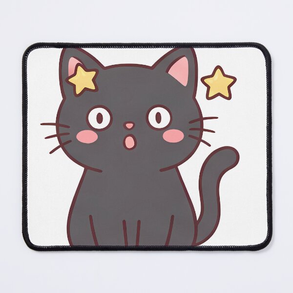 Item preview, Cute Surprised Black Cat with Yellow Stars designed and sold by putrineolen.