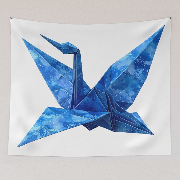 Item preview, Blue Japanese Origami Crane  designed and sold by BetweenForms.
