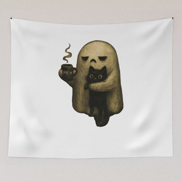 Aperçu de l'œuvre T-shirt Ghost Cat Coffee créée et vendue par Jessartsao.