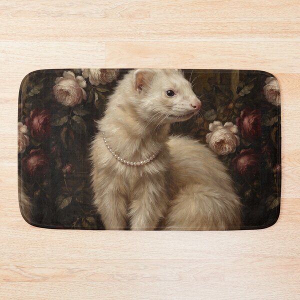 Item preview, Majestic White Ferret with Pearl Necklace Painting designed and sold by Real Beast Art.