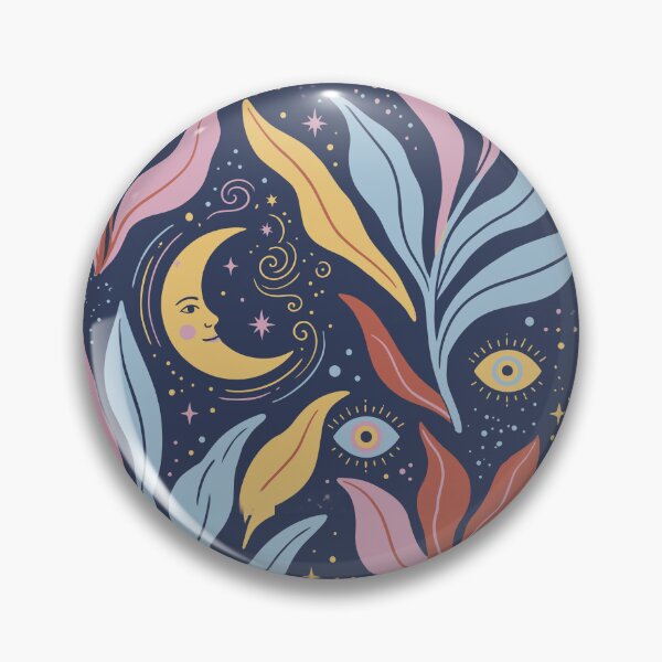 Item preview, Moons with Faces, Mystic Eyes, and Esoteric Botanical Leaves designed and sold by Pattique.