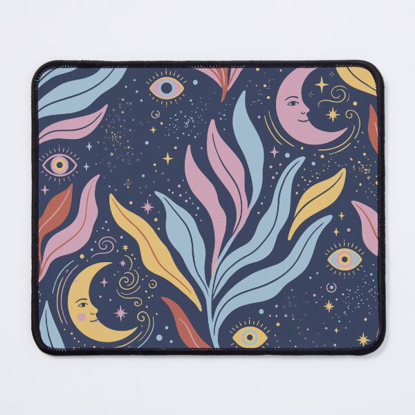 Item preview, Moons with Faces, Mystic Eyes, and Esoteric Botanical Leaves designed and sold by Pattique.