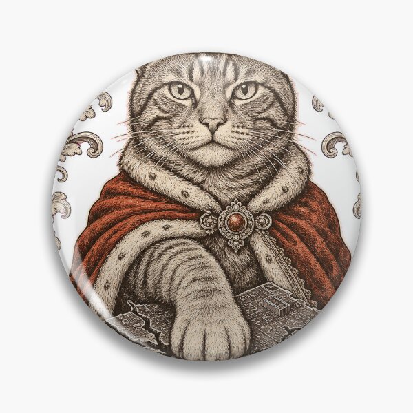 Item preview, Feline Supremacy Royal Cat Engraving Tee - Cats Over Tech Funny Graphic designed and sold by KIDEnia.