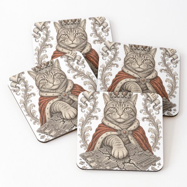 Item preview, Feline Supremacy Royal Cat Engraving Tee - Cats Over Tech Funny Graphic designed and sold by KIDEnia.