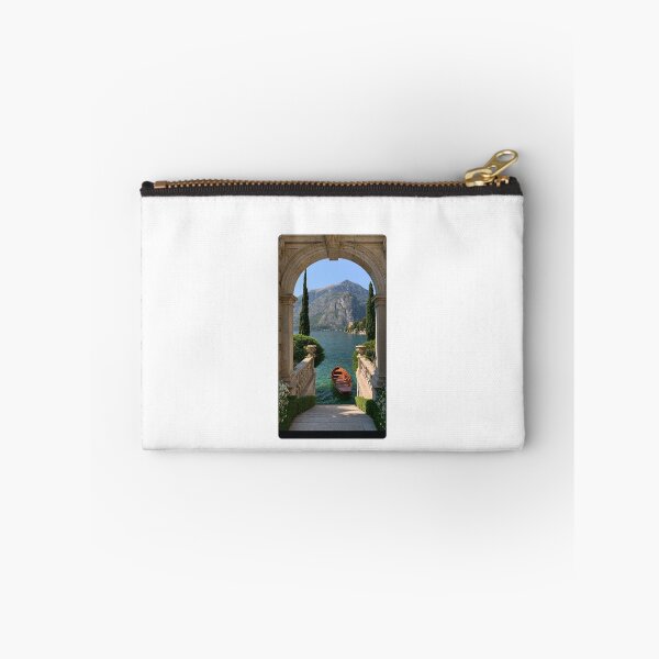 Item preview, Stone Arch to Paradise - Lake Como Italian Lake View with Wooden Boat designed and sold by Brandady.