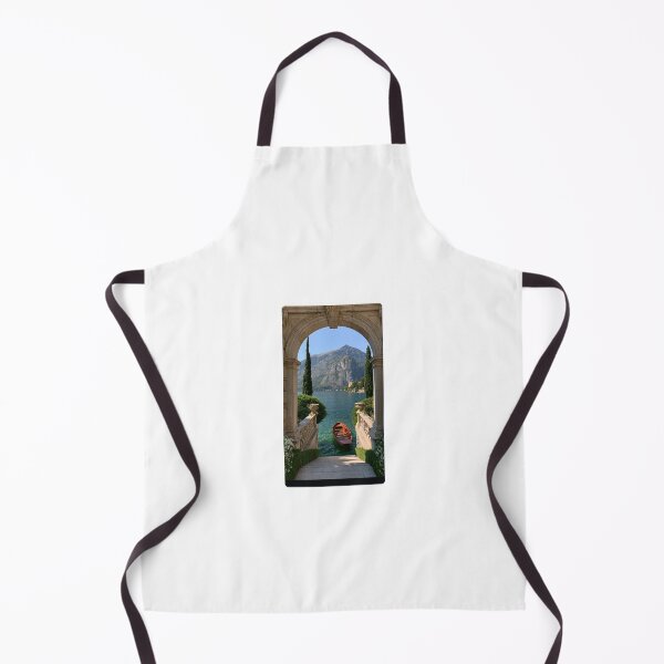 Item preview, Stone Arch to Paradise - Lake Como Italian Lake View with Wooden Boat designed and sold by Brandady.