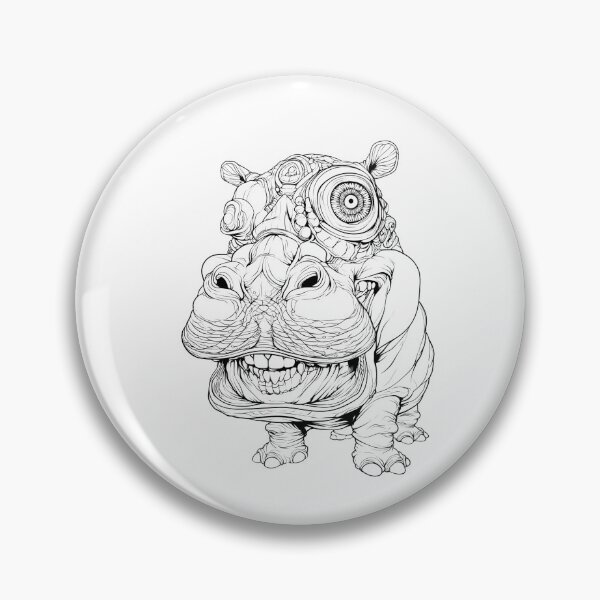 Item preview, Surreal Hippo Line Art Illustration designed and sold by SiralyInk.